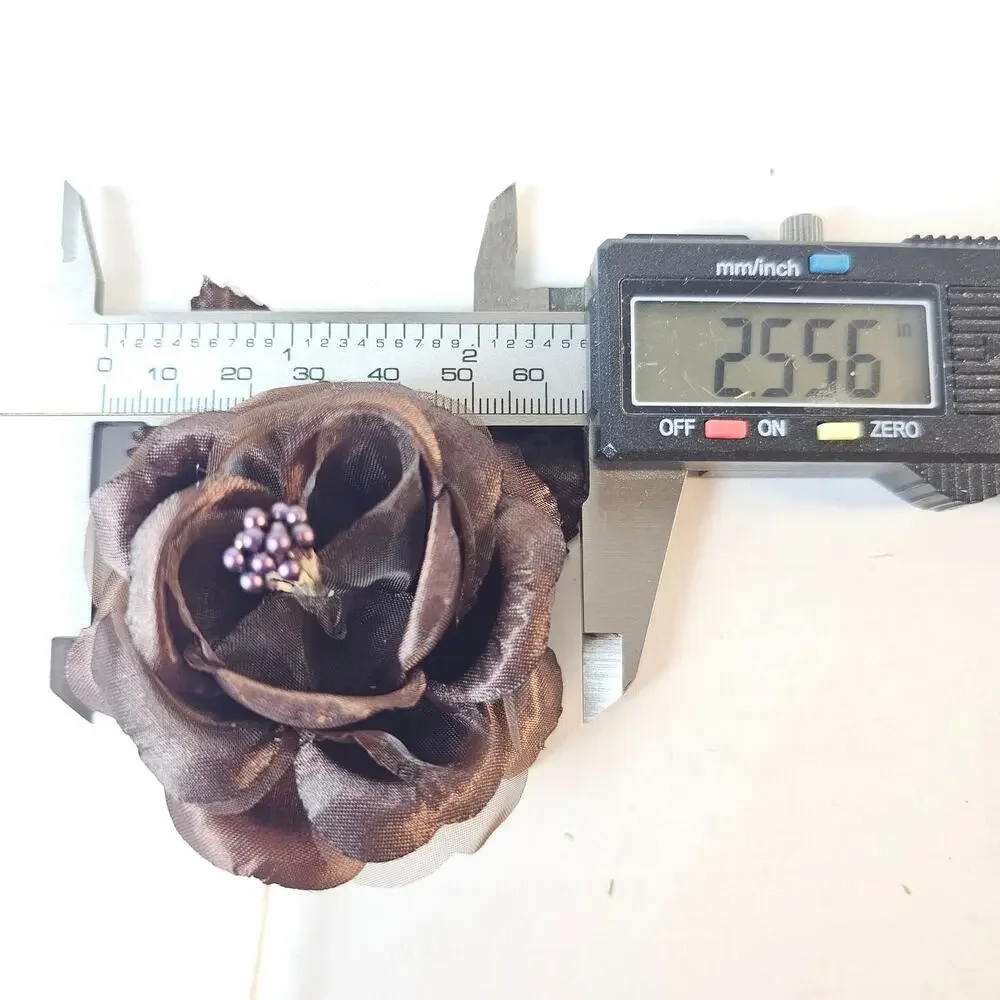 14 Chocolate Brown Silk Rose Picks 2.5in Artificial Flowers Wedding Floral Craft